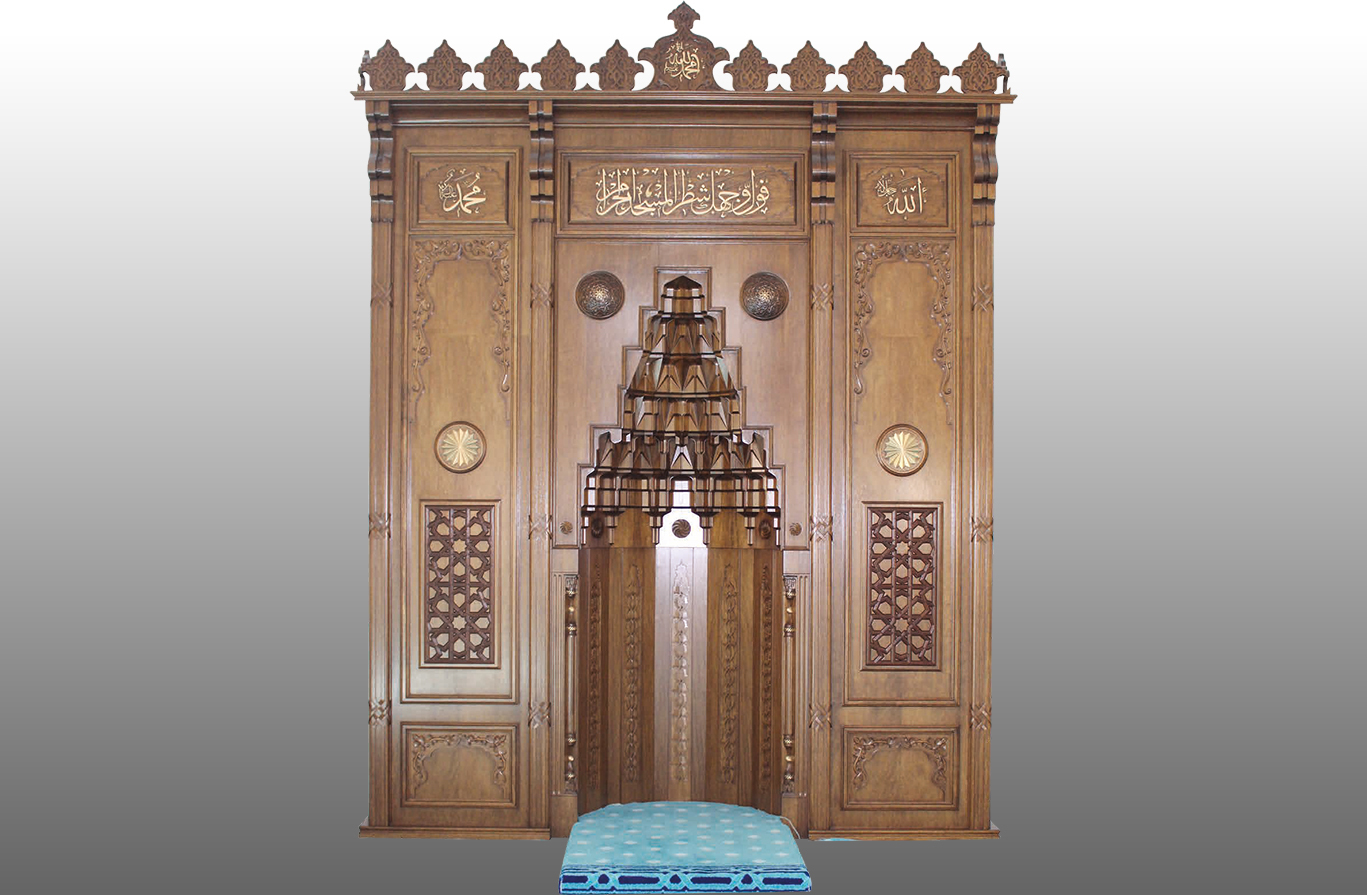 Kündekâri Mihrap Modeli Geleneksel kündekâri tekniği ile üretilmiş ahşap cami mihrabı